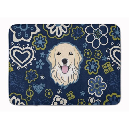 Carolines Treasures Blue Flowers Golden Retriever Machine Washable Memory Foam Mat BB5056RUG
